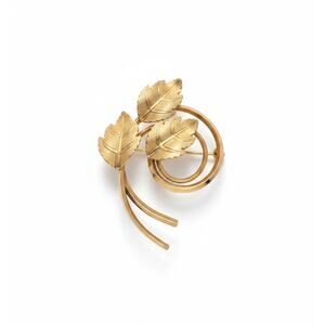Vintage A&Z 1/20 12K Gold Filled Atomic Leaf Brooch Mid Century Modern